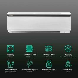 Daikin FTE60UV 1.8 Ton 1 Star Fixed Speed Split AC with 16 Meters Air Throw, White