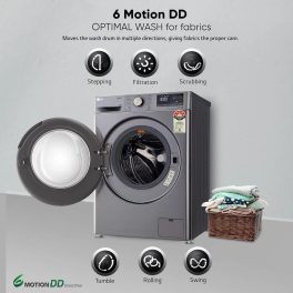 LG FHP1410Z7P, 10 KG 1400 RPM Fully Automatic Front Load Machine with Direct Drive Motor, Steam+ and LG ThinQ, Silver