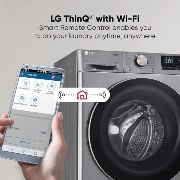 LG FHP1410Z7P, 10 KG 1400 RPM Fully Automatic Front Load Machine with Direct Drive Motor, Steam+ and LG ThinQ, Silver