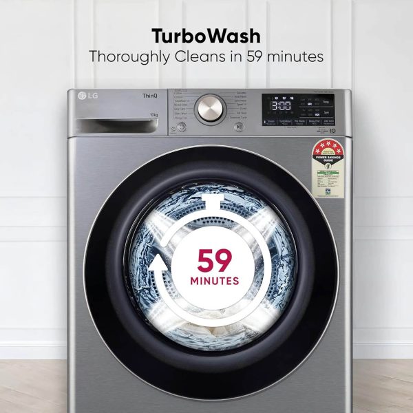 LG FHP1410Z7P, 10 KG 1400 RPM Fully Automatic Front Load Machine with Direct Drive Motor, Steam+ and LG ThinQ, Silver