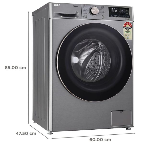 LG FHP1410Z7P, 10 KG 1400 RPM Fully Automatic Front Load Machine with Direct Drive Motor, Steam+ and LG ThinQ, Silver