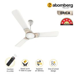 Atomberg 1200MM (48 Inch) BLDC Ceiling Fan with IOT and Remote and LED Indicators, Snow White, ERICA SMART