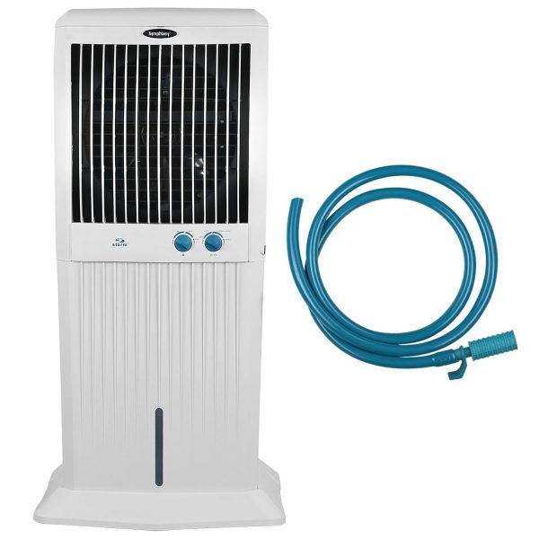 Symphony 95 Liter Desert Air Cooler with 3 Side Honeycomb Pads and Fan, White, Storm C 100XL
