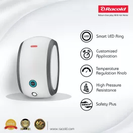 Racold Altroi+, 3 Litre 6.5 Pressure Bar 3000 W Instant Water Heater with Smart LED ring, Installation Pipe and Electric Plug, White