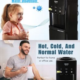 Voltas Spring R Water Dispenser with Refrigerator with Normal, Cold and Hot Tap, Black