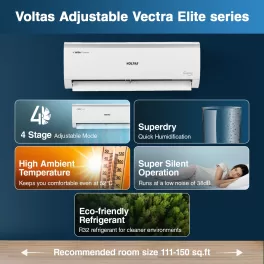 Voltas 243V Vectra Elite 2 Ton 3 Star Inverter Split AC with 4-in-1 Convertible, White