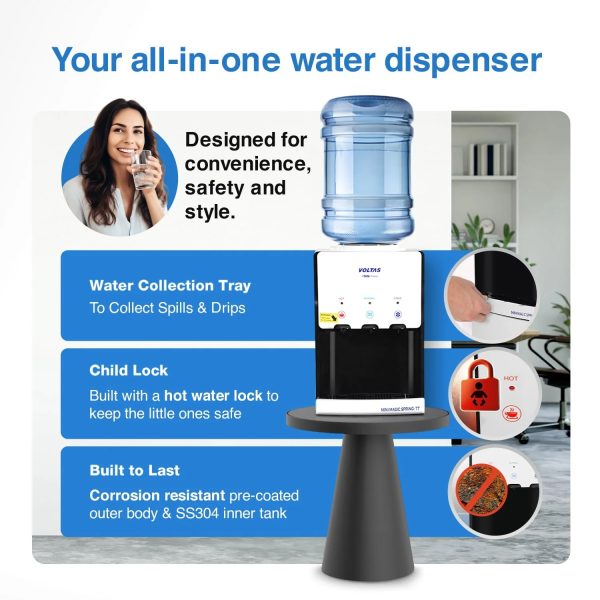 Voltas Table Top Water Dispenser with Normal, Cold and Hot Tap, White