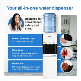 Voltas Spring R Water Dispenser with Refrigerator with Normal, Cold and Hot Tap, White