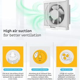 Atomberg 250MM (10 Inch) BLDC Exhaust Fan Motor with Silent Operation, White, EFFICIO