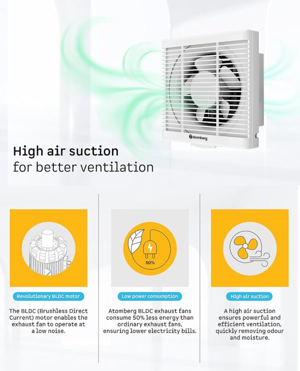 Atomberg 250MM (10 Inch) BLDC Exhaust Fan Motor with Silent Operation, White, EFFICIO