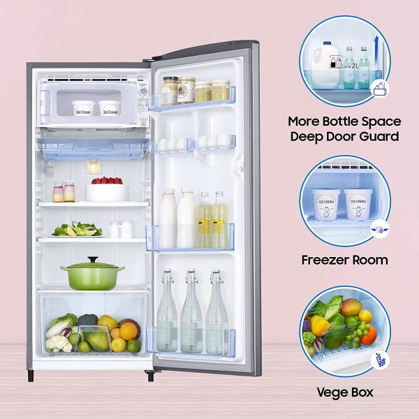 Samsung 183 Litre 2 Star Single Door Refrigerator with Digital Inverter, (RR20C11C2GS, Grey Silver)