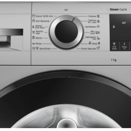 Bosch WGA1220SIN, 7 KG 1200 RPM Fully Automatic Front Load Machine with Built-in Heater and Temperature Selection, Silver