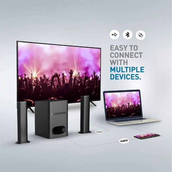 Panasonic 80 Watts Home Theatre with 2.1 Channel Convertible Soundbar and RemotMe, Black, HT260GW