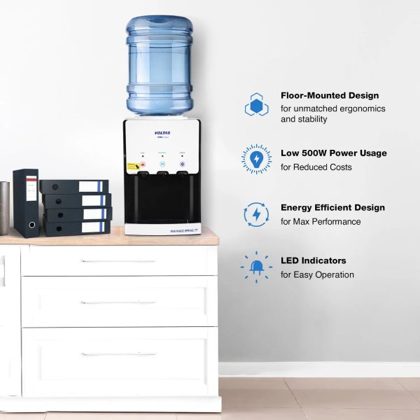 Voltas Table Top Water Dispenser with Normal, Cold and Hot Tap, White