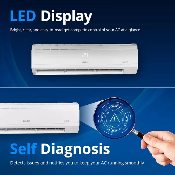 Voltas 245V Vectra Plus 2 Ton 5 Star Inverter Split AC with 4-in-1 Convertible, White