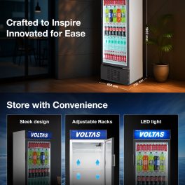 Voltas 450 Litre Single Door Visi Cooler with Tempered Glass, Black, VC450
