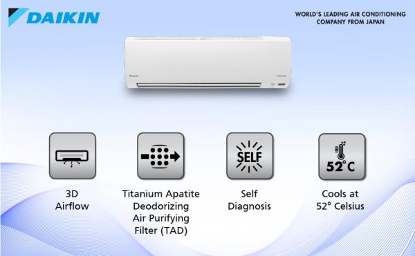 Daikin FTKL60UV 1.8 Ton 3 Star Inverter Split AC with 4 Way Swing and PM 2.5 Filter, White