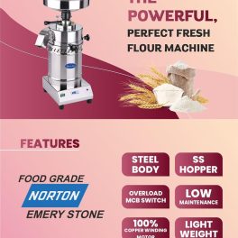 Mycrofine Flour Mill with Stainless Steel Body with 6-8 KG Grinding with 100% Copper Winding Motor, Steel, BABY GRINDER