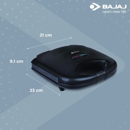 Bajaj 2 Slice Grill Sandwich Maker with Non Sticky Coated Plates with Buckle Clip Lock, Black, SWX-4