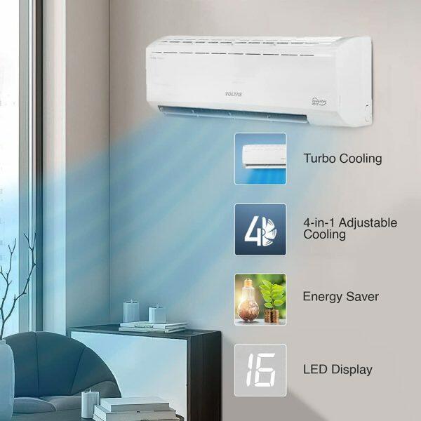 Voltas 245V Vectra Plus 2 Ton 5 Star Inverter Split AC with 4-in-1 Convertible, White
