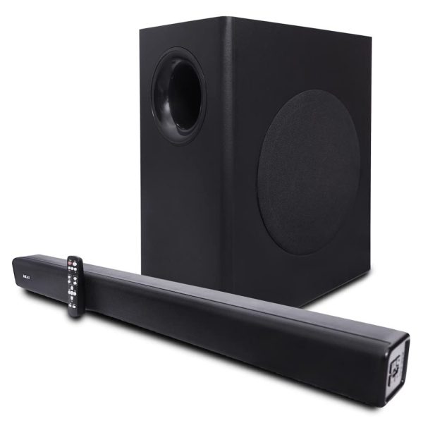 Akai SB140, 2.1 Channel Soundbar with 140 Watts Wired Subwoofer for Extra Deep Bass, Black