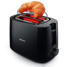 PHILIPS HD2583/90, 600 Watts Pop Up Toaster with Integrated bun Rack, Black