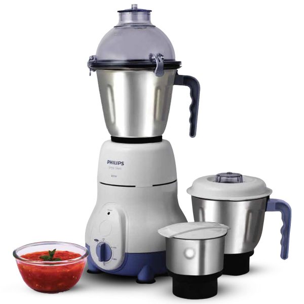 PHILIPS HL1643/04, 600 Watt 3 Jar Mixer Grinder with Vacuum Feet, White