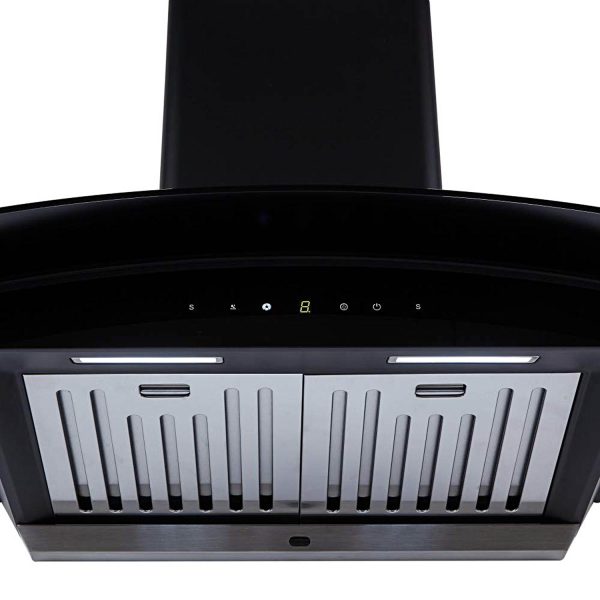 Whirlpool CG 601 HAC Hood, 60 CM Chimney with Baffle Filter, Touch Control and Auto Clean, Black
