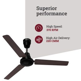 Crompton 48 Inch 5 Star BLDC Ceiling Fan with Remote, Double Ball Bearing and Anti Dust Design, Walnut Brown, ENERGION