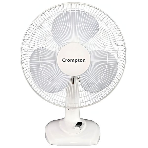 Crompton 400MM Table fan with 3 Speed Setting, Enhanced Blade Design and Smooth Oscillation, White, HIGH FLOW WAVEPLUS