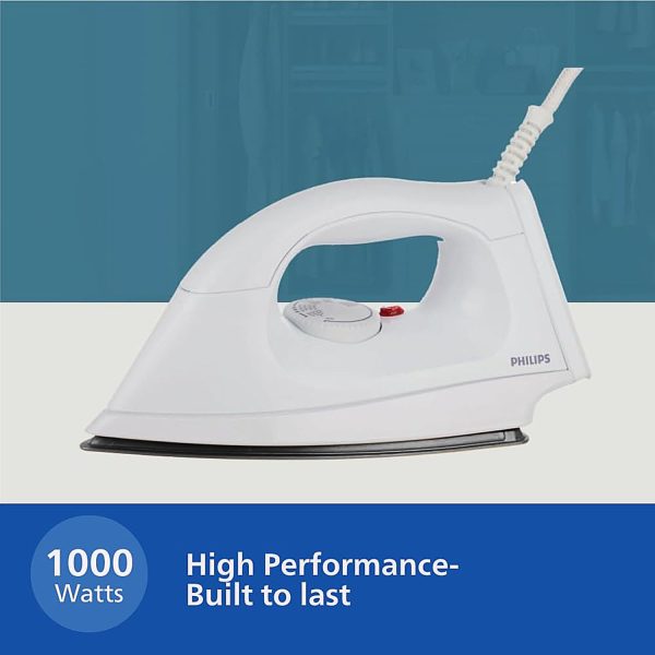 PHILIPS HI113, 1000 Watts Dry Iron with PTFE Coating, White