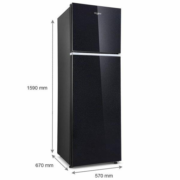 Whirlpool IF INV ELT 278GD, 231 Litre 2 Star Double Door Intellisense Inverter Technology and 17 Hours Cooling Retention, Crystal Black