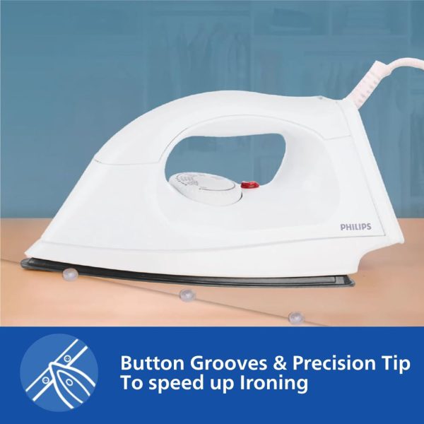 PHILIPS HI113, 1000 Watts Dry Iron with PTFE Coating, White