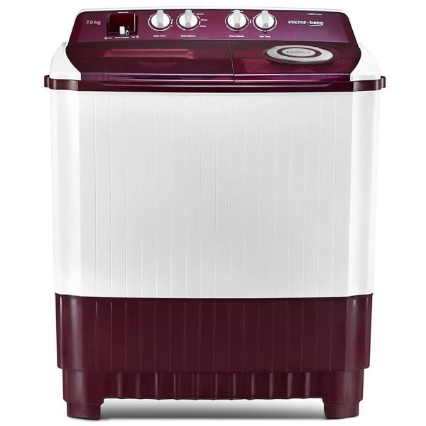 Voltas Beko WTT70DLIM, 7 KG Semi Automatic Machine with 3 Wash Programes and Two Way Waterfall, Burgandy