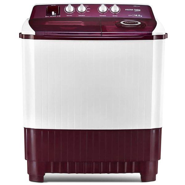 Voltas Beko WTT140ABRT, 14 KG Semi Automatic Machine with Fast Dry System and Double Cascade System, Burgandy
