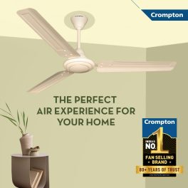 Crompton 1200MM (48 Inch) Ceiling fan with Anti Rust and High Velocity, Ivory, ARIYA BRIZ
