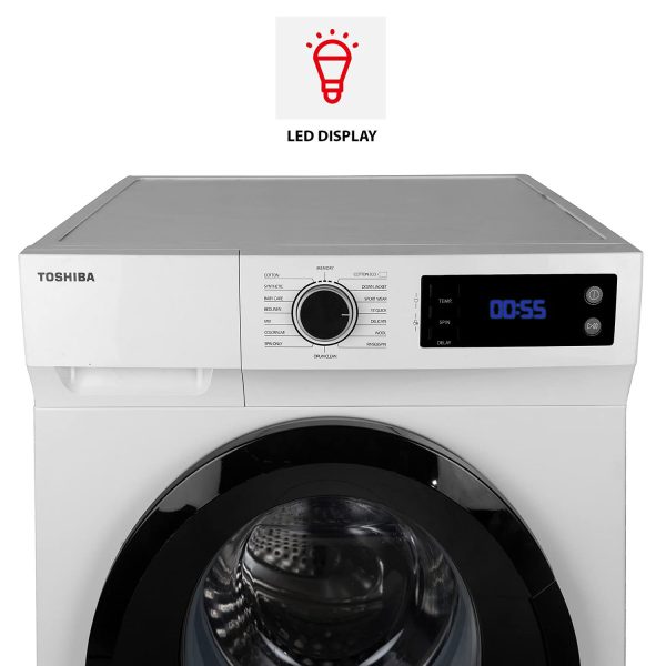 Toshiba TW-BJ90S2, 8 KG Fully Automatic Inverter Front Load Machine with In-built Heater, White