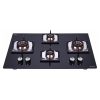 Elica 4 Burner Hob with Tempered Glass Top and 2 Medium and 2 Small Multiple Ring Brass Burners, Black, FLEXI FB HCT 470 DX