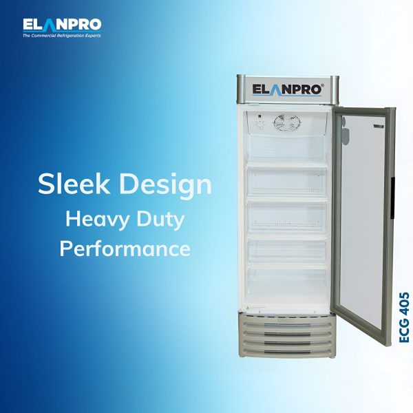 Elanpro 400 Litre Single Door Visi Cooler with LED Lighting and Adjustable Shelves, White, ECG405