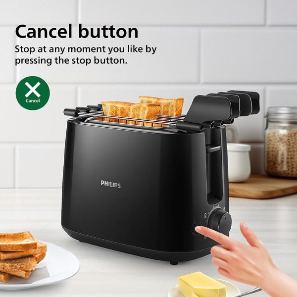 PHILIPS HD2583/90, 600 Watts Pop Up Toaster with Integrated bun Rack, Black