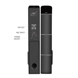 Akai TS-90, 90 Watts Wireless Bluetooth Dual Tower Speaker with Wireless Mic, Black