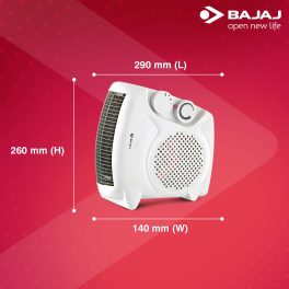 Bajaj 1000 Watt Room Heater, with Adjustable Thermostat and 3 Heat Setting, White, RX10