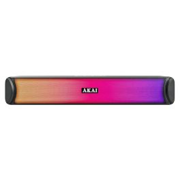 AKAI SB-20, 20 Watt Bluetooth Stereo Soundbar with Multicolour LED Light, Supporting BT V5.0, USB, SD Card, AUX, FM and 2000mAh Inbuilt Battery, Black