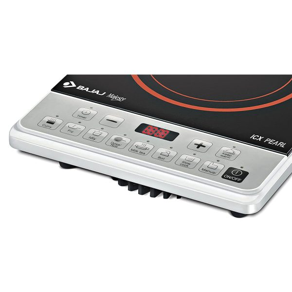 Bajaj 1900 Watt Induction Cooktop with Pan Sensor, Voltage Pro Technology and 8 Pre Set Menus, Black, MAJESTY ICX PEARL