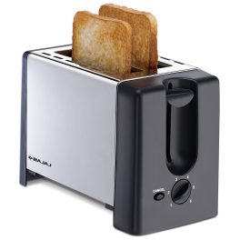 Bajaj 2 Slice Automatic Pop-Up Toasted with Dust Cover and Slide Out Crumb Tray, Silver/Black, ATX-3