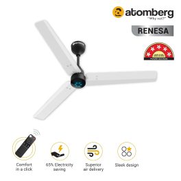 Atomberg 1200MM (48 Inch) BLDC Ceiling Fan with Remote Control and LED Indicators, White and Black, RENESA