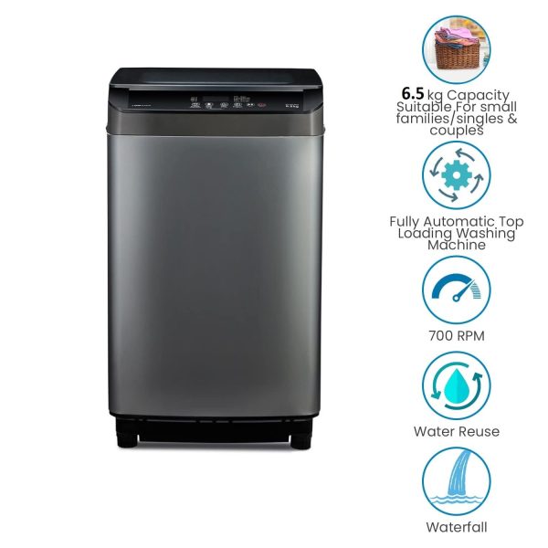 Voltas Beko WTL70UPGC, 7 KG Fully Automatic Top Load Machine with IPX4 Control Panel and Monsoon Dry, Grey
