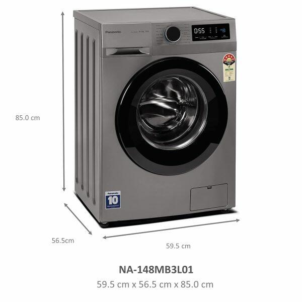 Panasonic NA-148MB3L01, 8 KG 1400 RPM Fully Automatic Front Load Machine with 5 Star Rating, Brisk Wash and Pause N Add, Silver