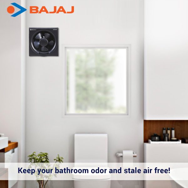 Bajaj 150MM (6 Inch) Exhaust Fan with Rust Proof Body and Dust Protection Back shutters, Black, MAXIMA DLX