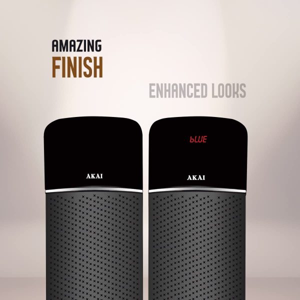 Akai TS-90, 90 Watts Wireless Bluetooth Dual Tower Speaker with Wireless Mic, Black